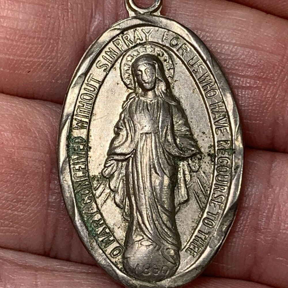 Vintage Religious 1830 Medallion Token Pendant Jewelry Catholic 1.25” Japan